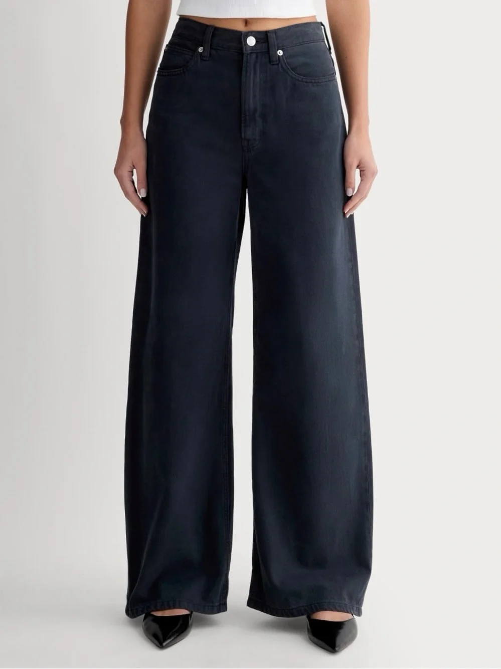 EVERLANE The OG Baggy Jeans Size 31 Ink Navy Relaxed Wide Leg Tencel Denim Retro